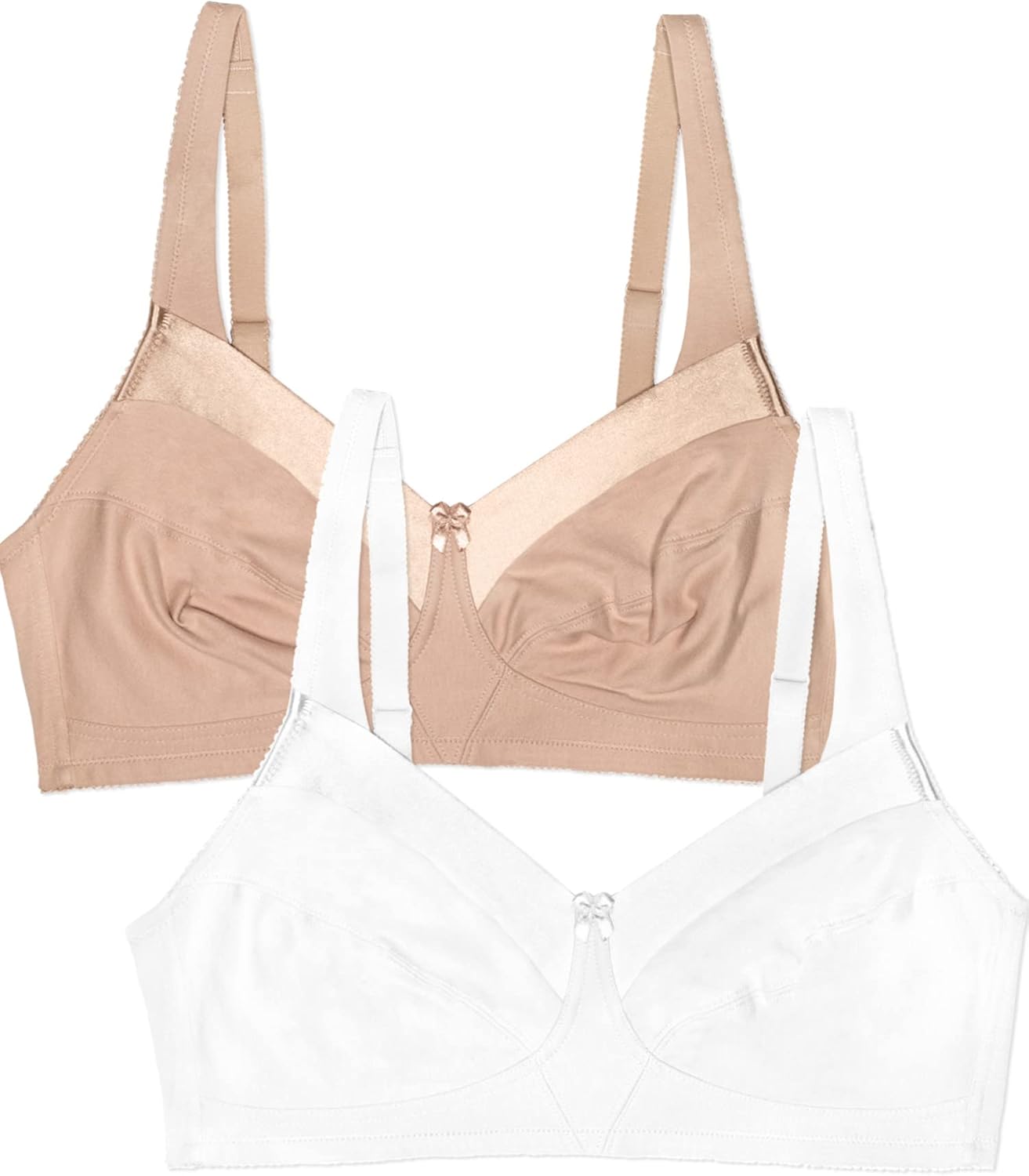 Women's Seamed Soft Cup Wirefree Cotton Bra with Satin Trim