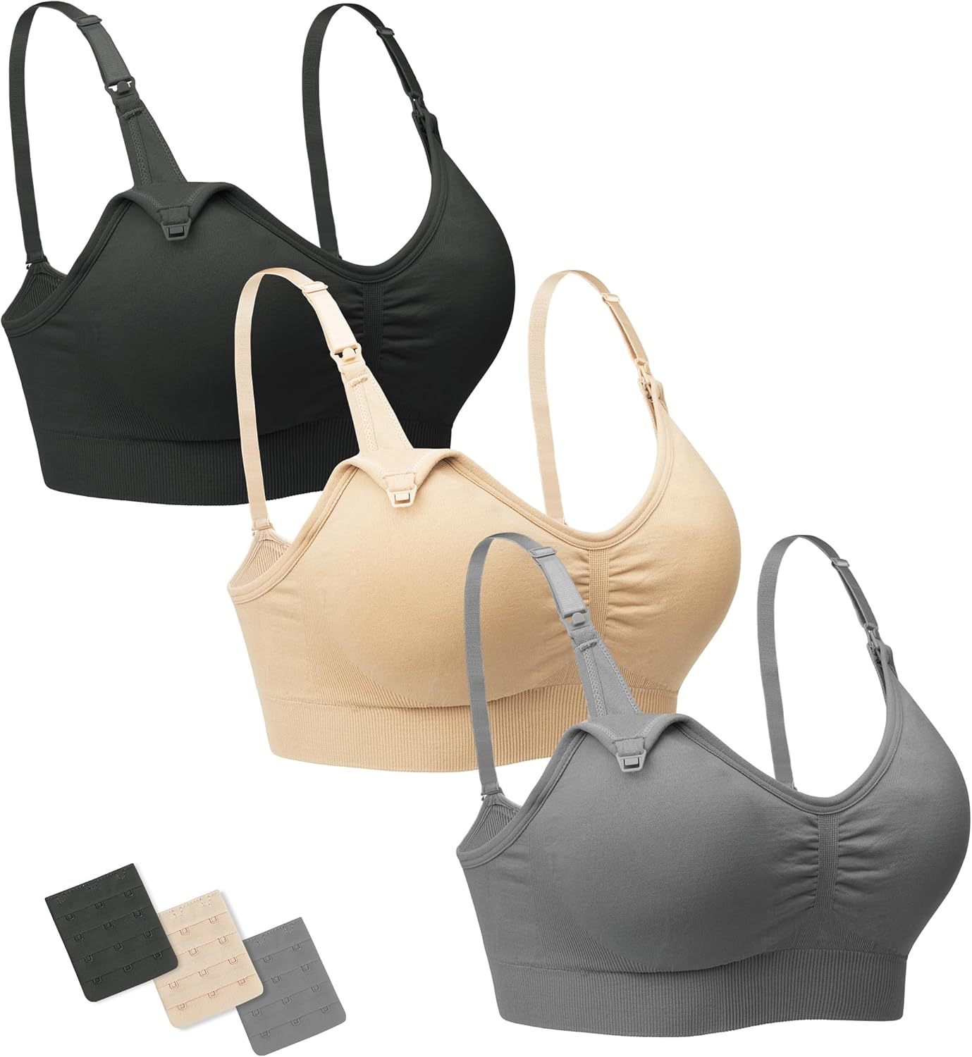 Nursing Bras Maternity Bra for Breastfeeding Pregnancy Wireless Bralette with Pads, Extenders & Clips