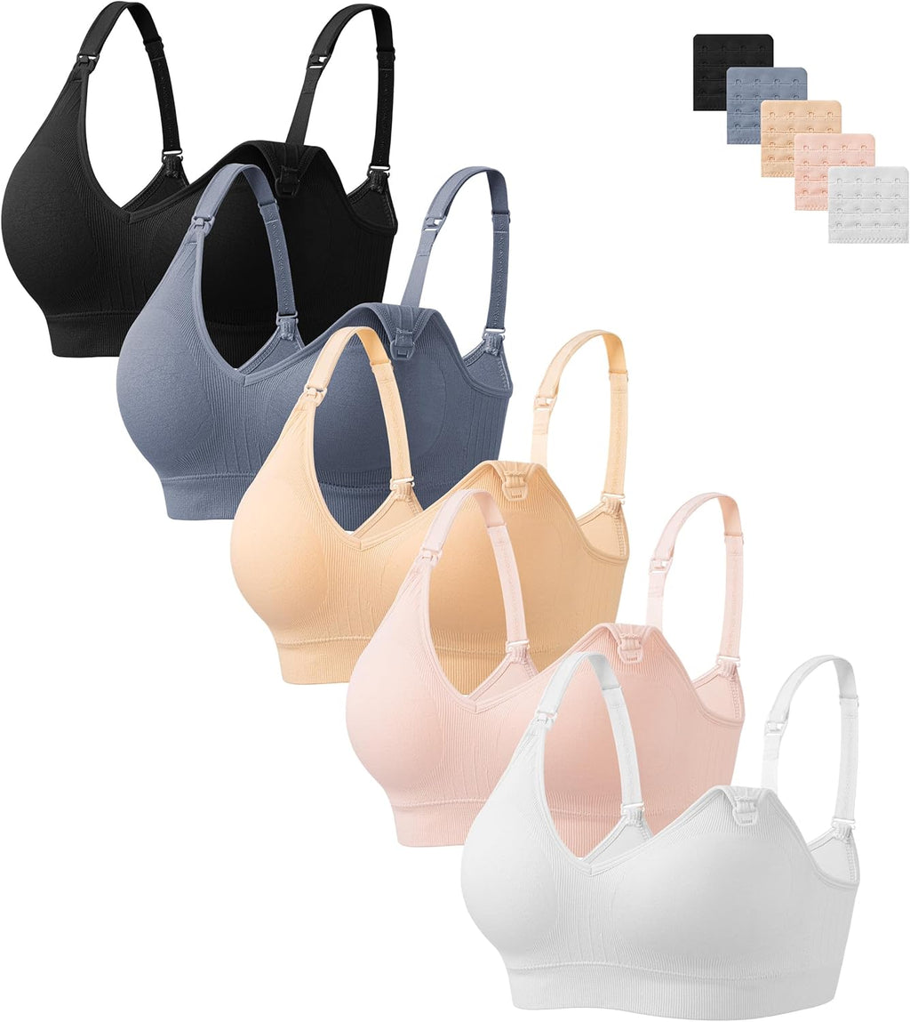 Nursing Bras for Breastfeeding Women Maternity Bras Seamless Wireless Pregnancy Sleep Bra with Bra Extenders