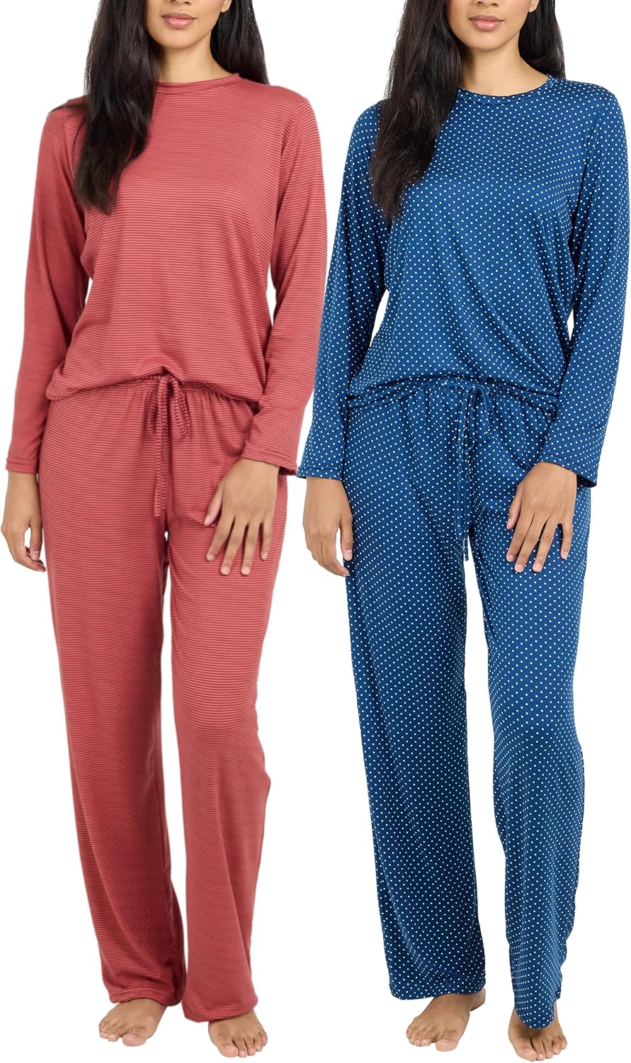 2 Pack: Women's Pajama Set - Choose from Short Sleeve with Pocket or Long Sleeve without Pocket